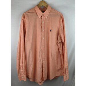Ralph Lauren Men's Shirt Size XL Orange Plaid Long Sleeve Button Down Top